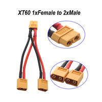 14AWG XT60 1 Female ke Male Y kabel ekstensi Splitter untuk RC Lipo baterai