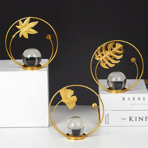 Décoration créative de boule de cristal de la feuille k9 de turtleback en métal en gros, style noble européen de sens élevé de décoration à la maison - Product Image 3