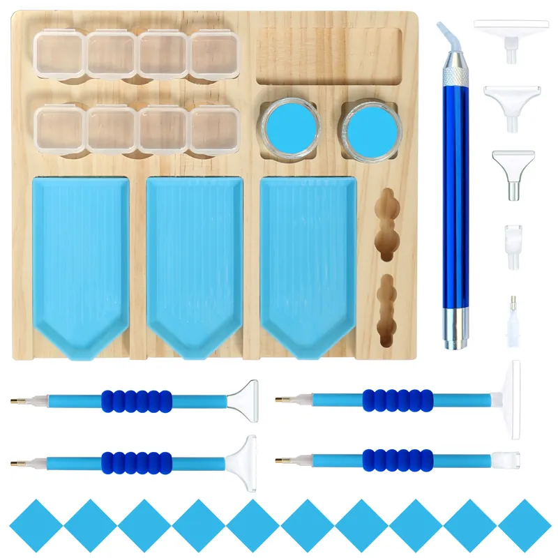 New Listing Many Types Diamond Painting Point Drill Tools Pen Bottle Storage Wooden Tray Diamond Embroidery Accessories Tray Kit