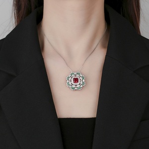 High Quality 8*8mm Imitation Jade Floral Pendant Jewelry Finish Eco-friendly Copper Flower Layered Necklace for Ladies Festival - Product Image 5