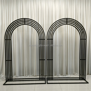 Arche de fond moderne en métal noir décoration de fond de scène de mariage pour événement de mariage - Product Image 2