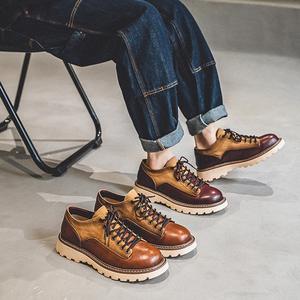 Zapatos Utilitarios para Hombre, Estilo Urbano Americano, Zapatos de Cuero con Punta Redonda, Estilo Resistente y Maduro, Suela Gruesa, Zapatillas Casuales de Moda - Product Image 6