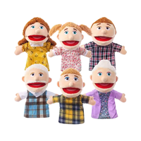 Marionnette à main pour la famille 2024, personnage d'ours en peluche, animal en peluche pour enfants, peut ouvrir la bouche, avec rembourrage en coton PP