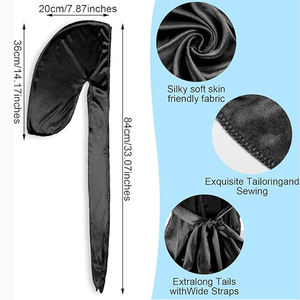 Özel Logolu Çocuklar İçin Açık Hava İpeksi Ekstra Uzun Kuyruklu Başörtüsü Durag Doo Rag Tasarımcı Saten Dalgalı Duraglar Erkek Kız Bebek Yürümeye Başlayan Çocuklar İçin - Product Image 2