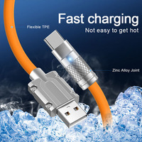 Câble de chargement ultra rapide OEM 120W en alliage de zinc métallique et silicone liquide Micro USB Type-C Câble de données de chargeur pour iPhone Android