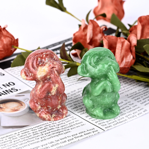 Vente en gros de sculptures d'animaux en cristal naturel, sculptures en pierre de jade, sculptures de singes en cristal pour articles décoratifs - Product Image 3