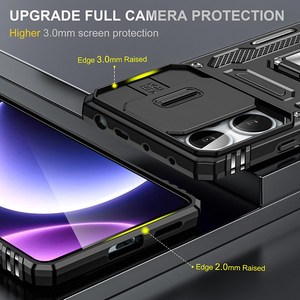 Funda de teléfono con soporte de anillo de armadura protectora de lente de cámara deslizante para Xiaomi Poco X6 F5 X5 X4 Pro / <span class=keywords><strong>Redmi</strong></span> K70E / <span class=keywords><strong>Redmi</strong></span> Note <span class=keywords><strong>12</strong></span> Turbo - Product Image 3