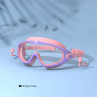 Protection anti-buée Entraînement aux sports nautiques Lunettes de natation à grand cadre Lunettes de natation en silicone pour enfants avec bouchon d'oreille