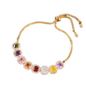 Bracelet de tennis en laiton de haute qualité avec zircon, réglable, tendance, cool, brillant, chaîne à maillons - Product Image 1