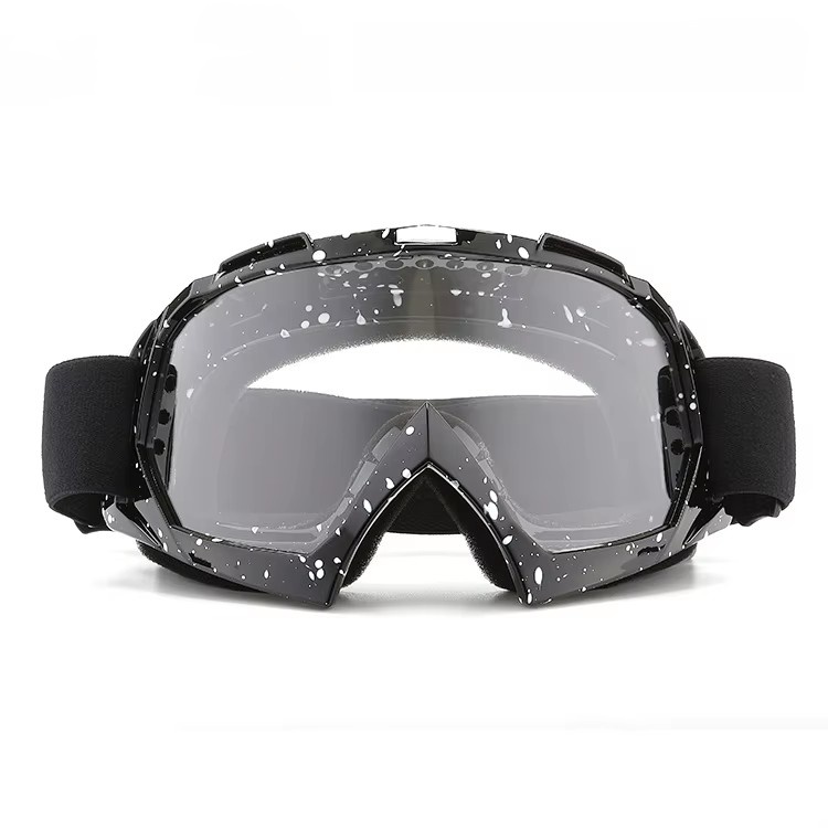 Montura negra con puntos blancos / Lente transparente