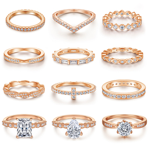 Tonglin Classic <strong>Ring</strong> Girls Rose Gold Plated <strong>Sterling</strong> <strong>Silver</strong> 925 Cubic Zirconia Stackable <strong>Rings</strong> Bridal <strong>Set</strong> - Product Image 2