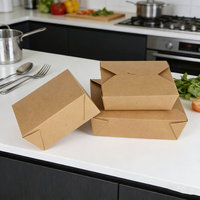 Boîtes alimentaires jetables en papier kraft biodégradable avec laminage mat et gaufrage – Fournitures personnalisées pour la restauration à emporter