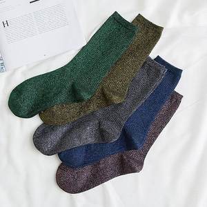 लोकप्रिय वसंत शरद ऋतु की महिलाओं ने चिक फैशन की महिला धातु के मोजे चमकदार चमकदार चमकदार शीनी यार्न महिला सोने के मोजे - Product Image 1