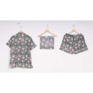 Conjunto de Pijama Corto de Algodón con Estampado Digital Casual de Otoño para Mujer, Cintura Elástica, Transpirable, con Patrón de Letras - Product Image 5