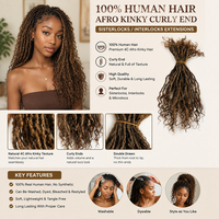 Extensions de cheveux humains vierges à 100 %, Sisterlocks, Dreadlocks Goddess faites à la main avec pointes crépues