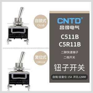 Interruptor de Palanca CNTD Changde C511B C5R11B 15A, Dos Pines, Dos Posiciones, Autoblocante, con Metal y Plástico para Equipos Eléctricos - Product Image 4