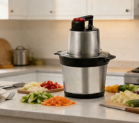 Hachoir à viande électrique 8L en acier inoxydable robuste, pour préparation culinaire en petites quantités pour petits restaurants et familles