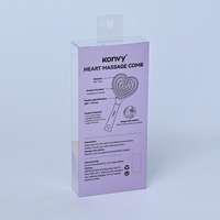 Boîte d'emballage personnalisée en plastique PET transparent pour brosse à cheveux, peigne de massage, design pliable, trou de suspension, matériaux recyclés, usage cosmétique