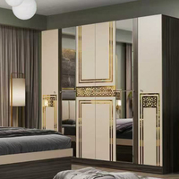 Ensemble de chambre à coucher complet de style turc, taille King Size, pour adultes, lit double, cadre en MDF, mobilier de chambre moderne complet avec lampe