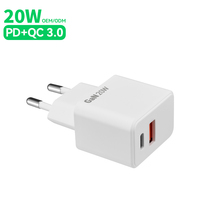 Cargador GaN Portátil Eupore con 2 Puertos USB-C PD de 20W, Carga Rápida QC3.0, Diseño Plegable para Teléfonos Móviles