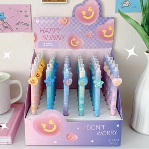 Mignon et Joyeux : Stylo mécanique 0,5 mm avec breloque en plastique pour visage, idéal pour l'école, les enfants et le bureau, avec décoration holographique étoile et cœur sur le stylo. - Product Image 3