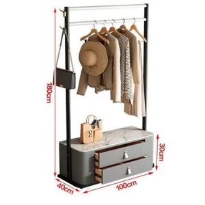 Zxm Luxury Multi-functional <b>Coat</b> Rack Hall <b>Tree</b> Movable Freestanding Clothing/Hat <b>Stand</b> W/ Shelves Laundry Basket - Product Image 1