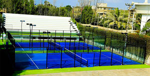 आउटडोर पैडल टेनिस कोर्ट पैनोरमिक प्रकार प्रतियोगिता स्थल खेल क्षेत्र 20 मीटर x 10 मीटर ब्लू कृत्रिम घास समशीड ग्लास का नेतृत्व - Product Image 2
