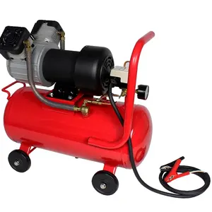 48V High Efficiency Weatherproof Long Duty Cycle DC Oil Free Twin Piston Powerful Truck Air Compressor Pump with 25 liter tank