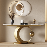 Yishangsen Nouvelle Conception Table Console de Luxe en Marbre et Acier Inoxydable pour Entrée de Villa et Grand Appartement
