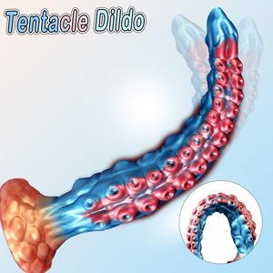Dildo anal fantaisie <span class=keywords><strong>en</strong></span> forme de tentacule de pieuvre extra long de 13,7 pouces, grand serpent anal avec texture riche et nœuds pour hommes, femmes et couples - Product Image 1