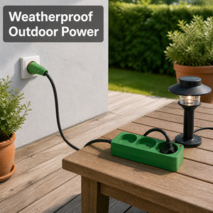 ZNPON 5M 10M 15M 25M IP44 Green and Red Heavy Duty Danish 3 <strong>Gang</strong> <strong>Extension</strong> <strong>Lead</strong> - Product Image 5
