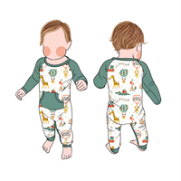Combinaison en bambou de haute qualité personnalisée avec fermeture éclair et boutons-pression, pyjama confortable pour nouveau-nés et bébés, vente en gros