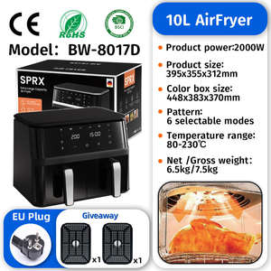 कारखाने प्रत्यक्ष उच्च गुणवत्ता वाली बड़ी क्षमता टचस्क्रीन स्टेनलेस स्टील दोहरी टोकरी खिड़की और घर के लिए दृश्यमान एयर फ्रायर - Product Image 3