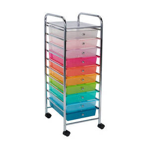 Sturdy <b>Rainbow</b> Colors 10 <b>Drawers</b> Rolling Organizer Cart Storage Box <b>Drawer</b> Utility Mobile Trolley Storage Organizer - Product Image 5