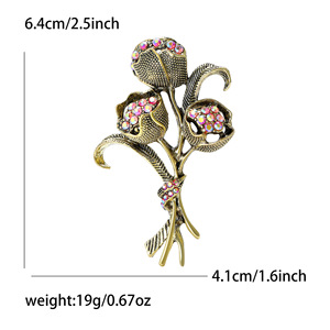 Bonita flor insignia Rojo Negro Rosa esmalte pines Metal moda broches regalo de San Valentín para novia mochila solapa sombrero joyería - Product Image 6
