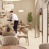 Comptoir de bar à café personnalisé avec vitrine LED, en marbre et métal, pour café, étanche, écologique et durable