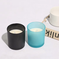 Vente en gros de pots à bougies en verre givré de luxe personnalisés avec couvercles en bois pour usage cosmétique, impression sur écran, capacité 8oz/10oz