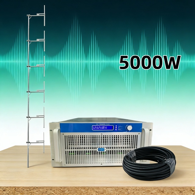 5KW(5000W) FM Transmitter with Knob Operation, for School/Stage/Factory Dispatch, Smart Cooling, FCC/ISO Certified, CD Sound