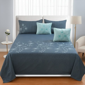 <b>Crown</b> Embroidered <b>King</b> Size Bedsheet Set 90x100 Inch with 2Quilted Embroidery Pillow Covers and 2Holland Embroidered Cushion cov - Product Image 1