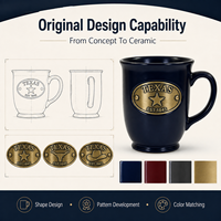 Mug à café en céramique souvenir touristique du Texas (USA), style américain, en grès, avec logo en cuivre, personnalisable OEM ODM, vente en gros