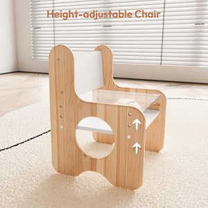 Montessori trẻ em nghiên cứu Chiều cao có thể điều chỉnh trẻ em nghệ thuật tiết kiệm không gian ăn uống Patio Bàn và ghế thiết lập với lưu trữ & chalkboar - Product Image 6