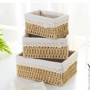 高品质3pcs家用编织储物篮桌面杂物收纳器藤制面包盒水果篮 - Product Image 2