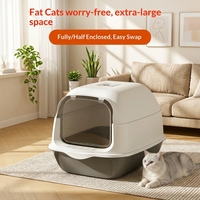 Bac à litière circulaire extra-large en PP pour chat, double entrée, entièrement fermé, anti-éclaboussures, anti-odeurs, pour le nettoyage des animaux