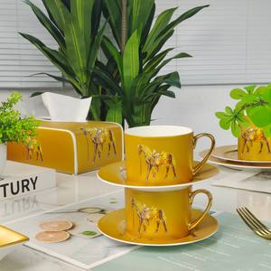 Juego de Tazas de Café y Té de Porcelana China con Baño de Oro, Taza de Capuchino de Cerámica, Juego de Taza y Platillo - Product Image 4