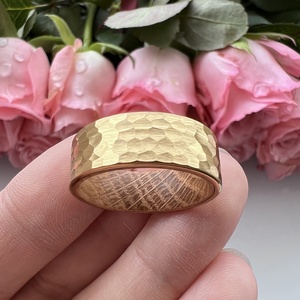 Coolstyle Trang Sức Nhẫn Vonfram Vàng Rèn Gỗ Whisky Tự Nhiên 8Mm Dành Cho Nam Nữ Thời Trang Đính Hôn Nhẫn Cưới - Product Image 4