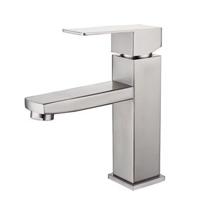 <span class=keywords><strong>Grifo</strong></span> <span class=keywords><strong>de</strong></span> <span class=keywords><strong>Lavabo</strong></span> Cuadrado <span class=keywords><strong>de</strong></span> Acero Inoxidable 304 <span class=keywords><strong>con</strong></span> Acabado Cepillado, Mezclador <span class=keywords><strong>de</strong></span> Agua Fría y Caliente, Montado en el Tapa del <span class=keywords><strong>Lavabo</strong></span> - Product Image 1
