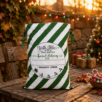 Sac de Noël en coton 100% pour cadeaux, sac de rangement avec cordon de serrage pour décoration de Noël, thème Pôle Nord