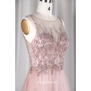 时尚风格宴会秀粉色伴娘晚礼服高领短边长前背欧根纱尾巴主人气质 - Product Image 5