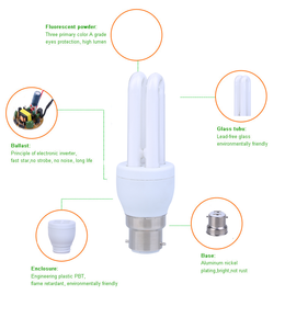 Ampoules CFL 2U B22 5W 7W miniatures <span class=keywords><strong>de</strong></span> qualité supérieure, fabriquées à l'usine <span class=keywords><strong>de</strong></span> Ningbo, échantillon gratuit - Product Image 3