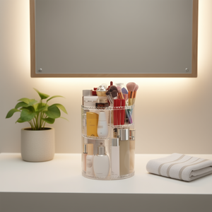 Organisateur cosmétique transparent Myrva 10-20L, conteneur de rangement rotatif pour maquillage, style élégant pour les produits de beauté - Product Image 2
